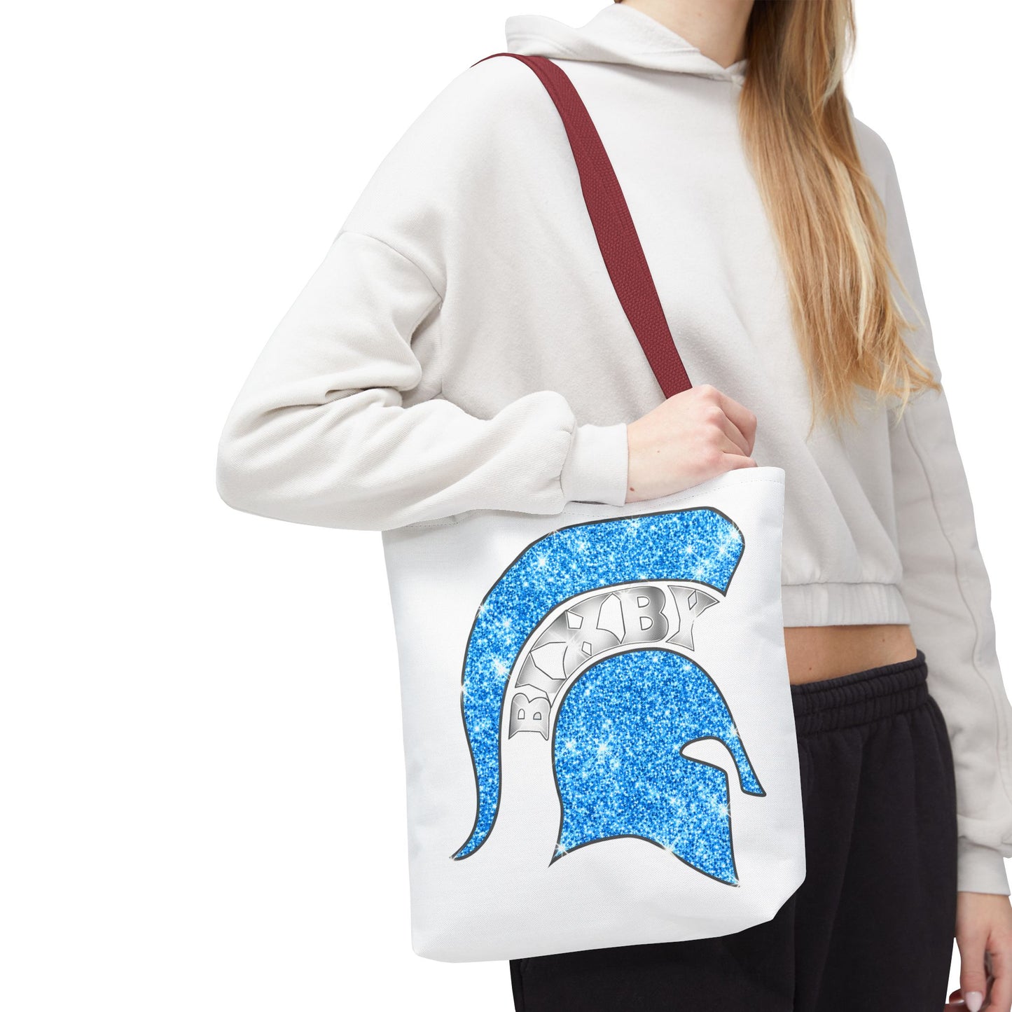 Bixby Spartans Blue Bling Polyester Tote Bag