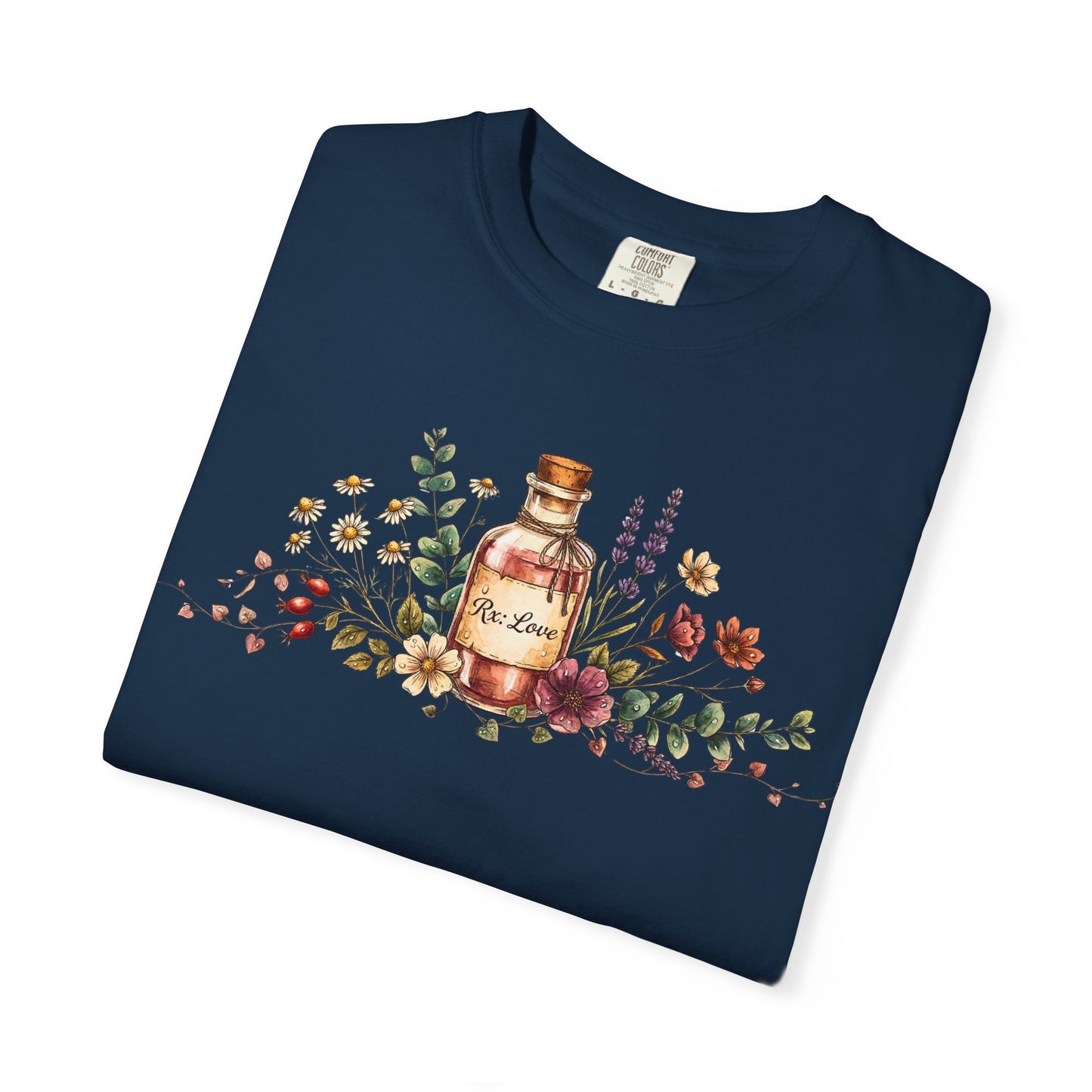 Apothecary Bottle Floral T-Shirt — Vintage Herbal Garden Tee