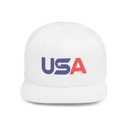 Patriotic USA Embroidered Flat Bill Snapback