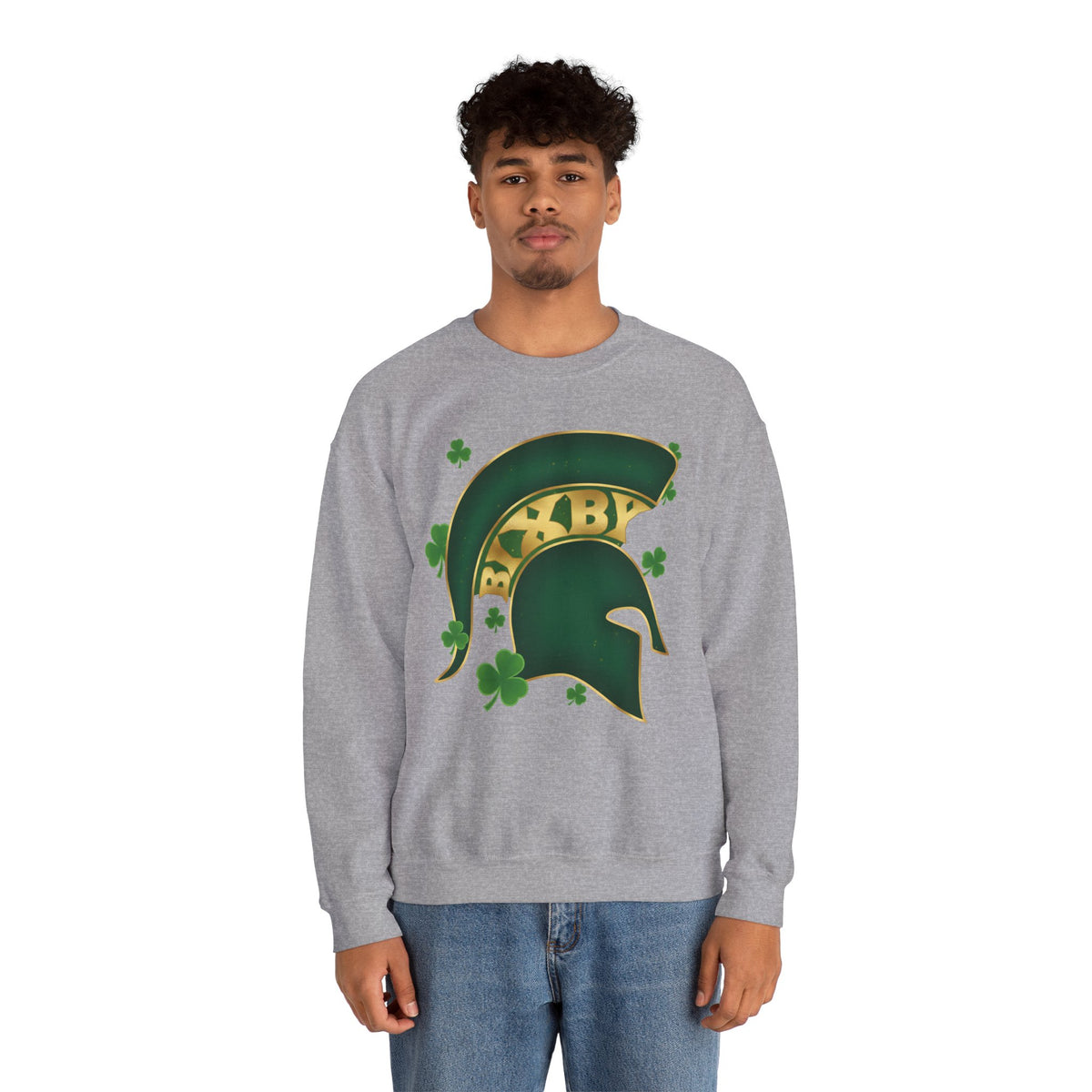St. Patty's Good Luck Spartan Helmet Adult Gildan Sweatshirt