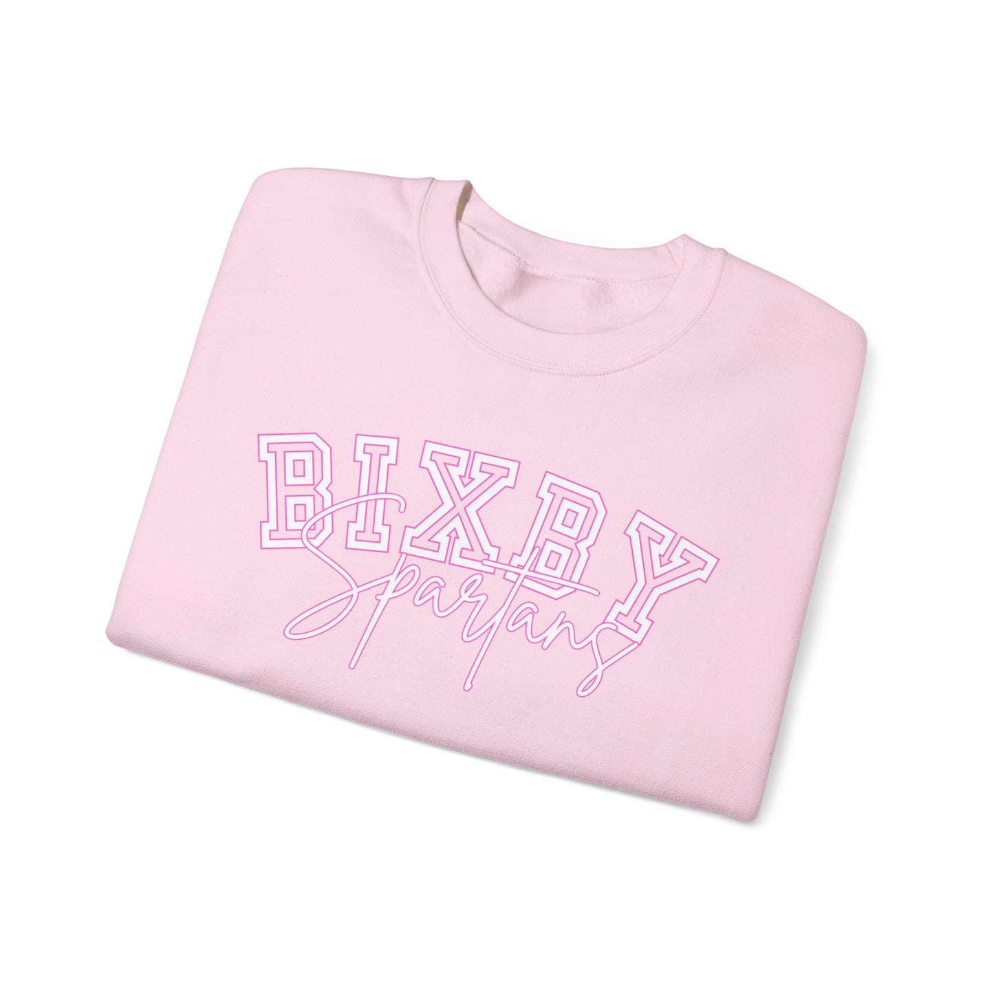 Bixby Spartans Pink Outline Gildan Sweatshirt