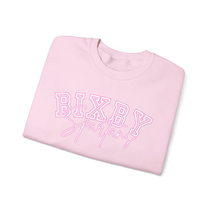 Bixby Spartans Pink Outline Gildan Sweatshirt