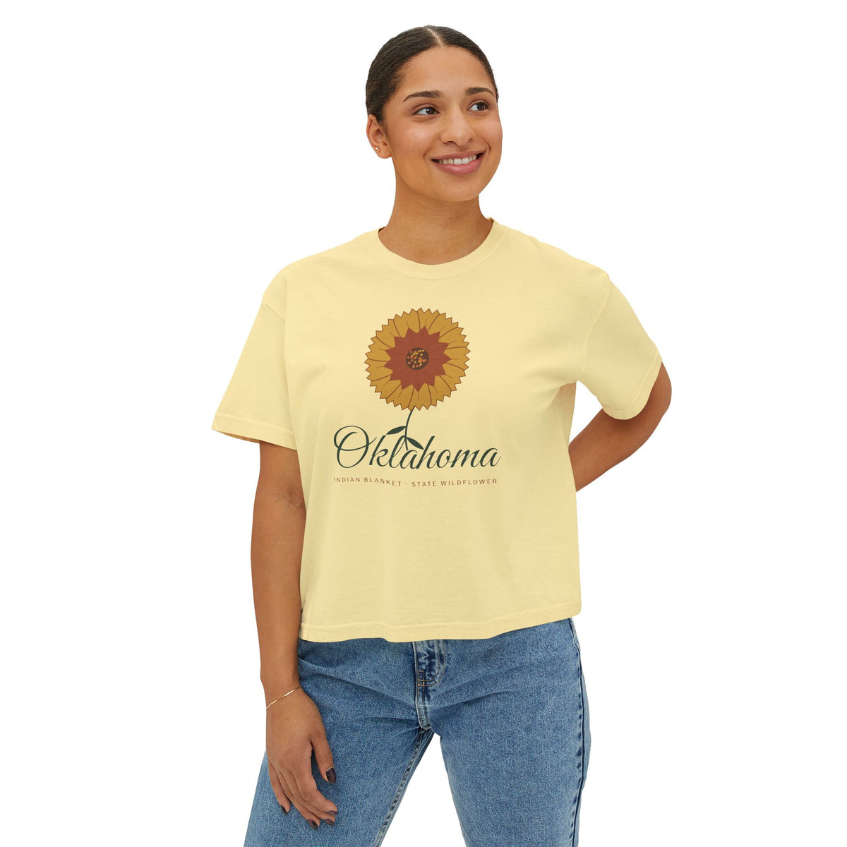 Indian Blanket Garden Script Oklahoma Boxy Comfort Colors Tee