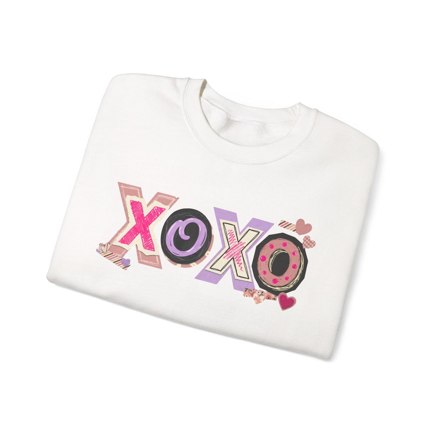 XOXO Heart Pattern Crewneck Sweatshirt | Valentine Love Pullover