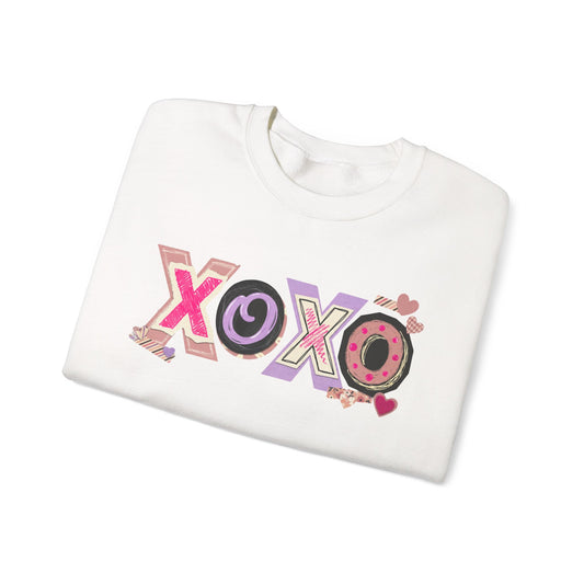 XOXO Heart Pattern Crewneck Sweatshirt | Valentine Love Pullover