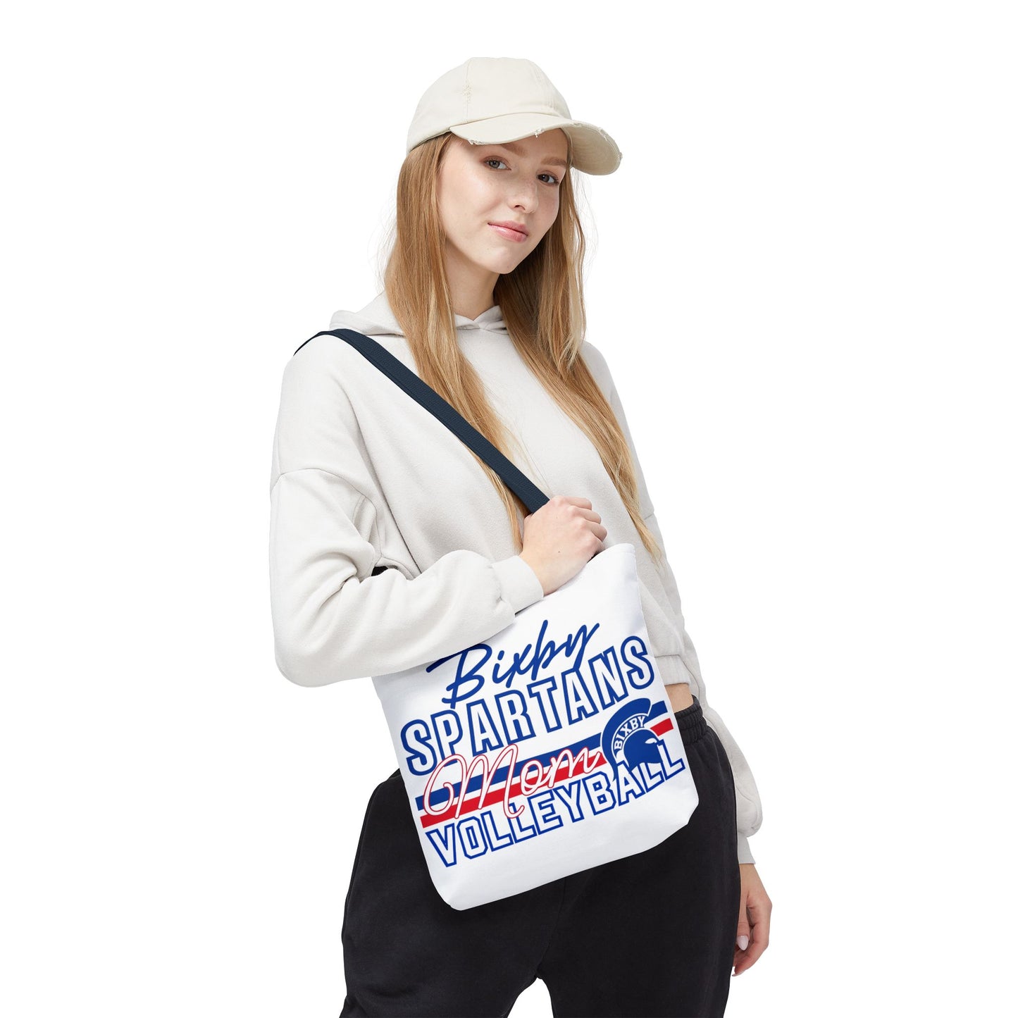 Bixby Spartans Volleyball Mom Polyester Tote Bag