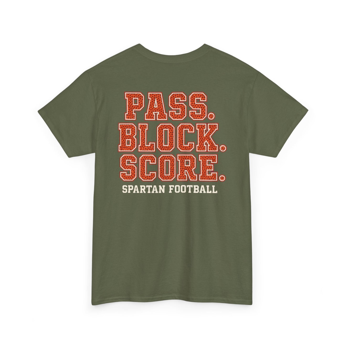 Pass. Block. Score. Spartan Football Gildan Tee