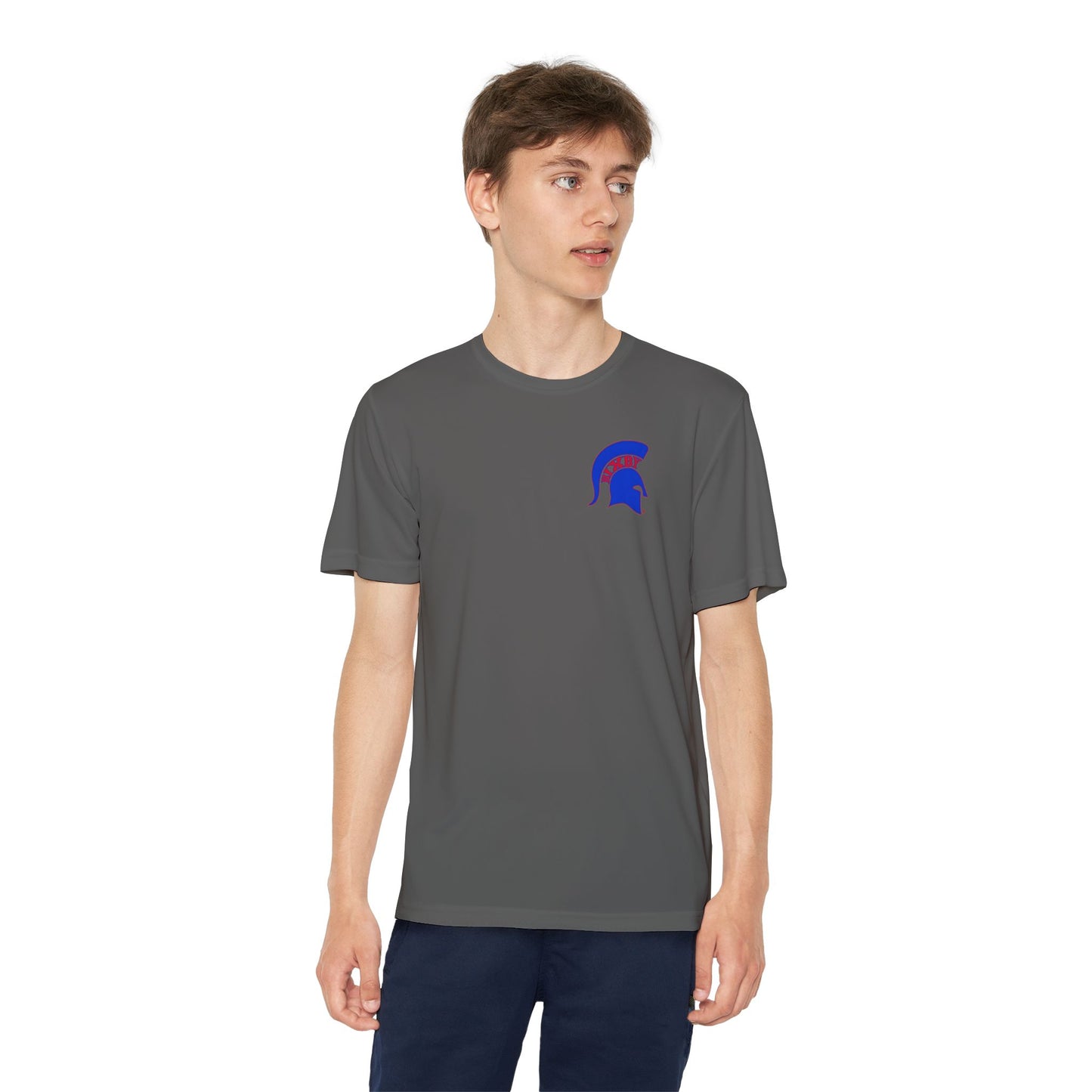 Spartan Blue Logo Youth Sport-Tek Tee