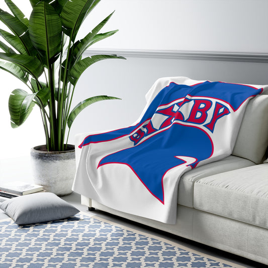 Spartan Blue Logo Sherpa Fleece Blanket