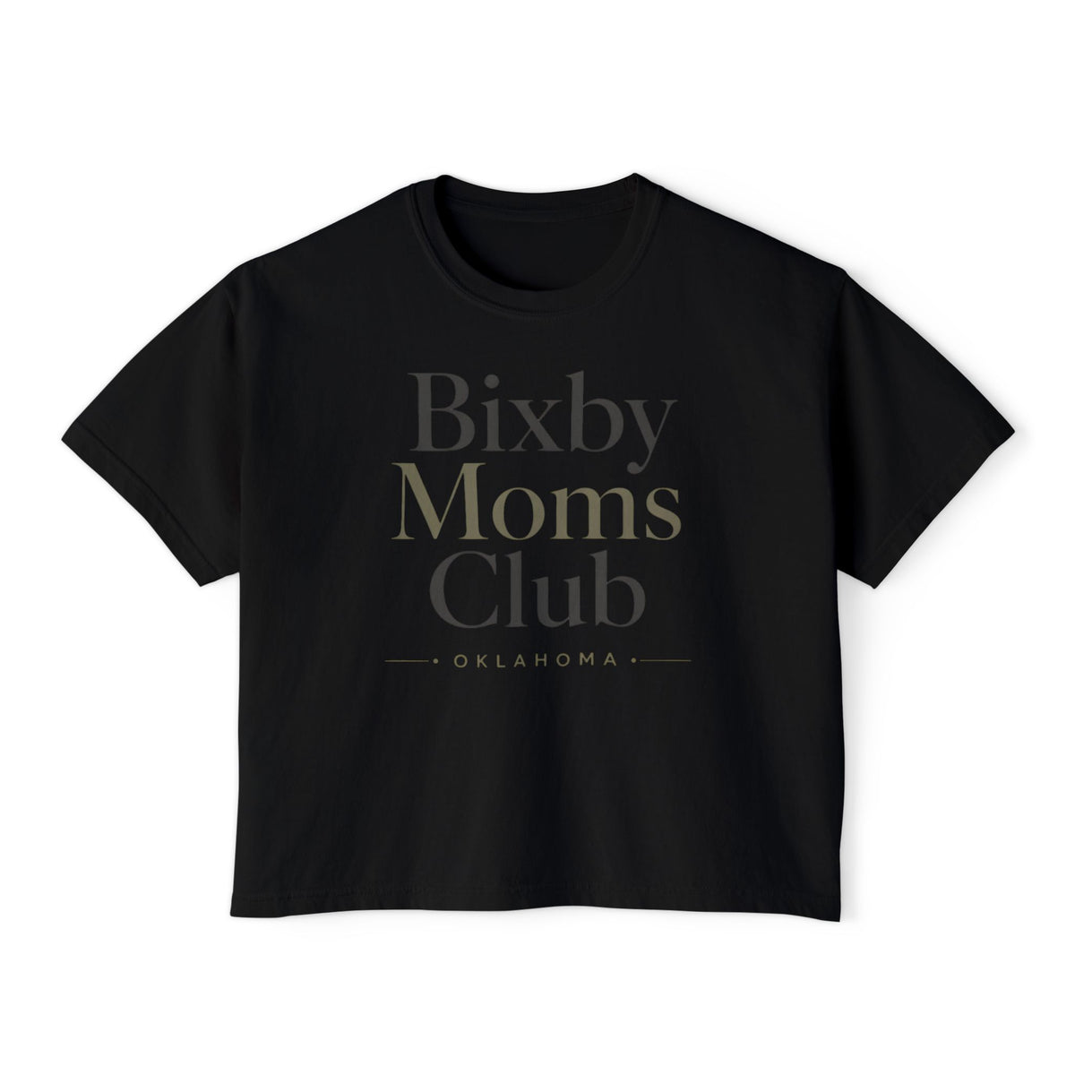 Bixby Moms Club Boxy Tee — Women's Local Mom Group Shirt (Oklahoma)