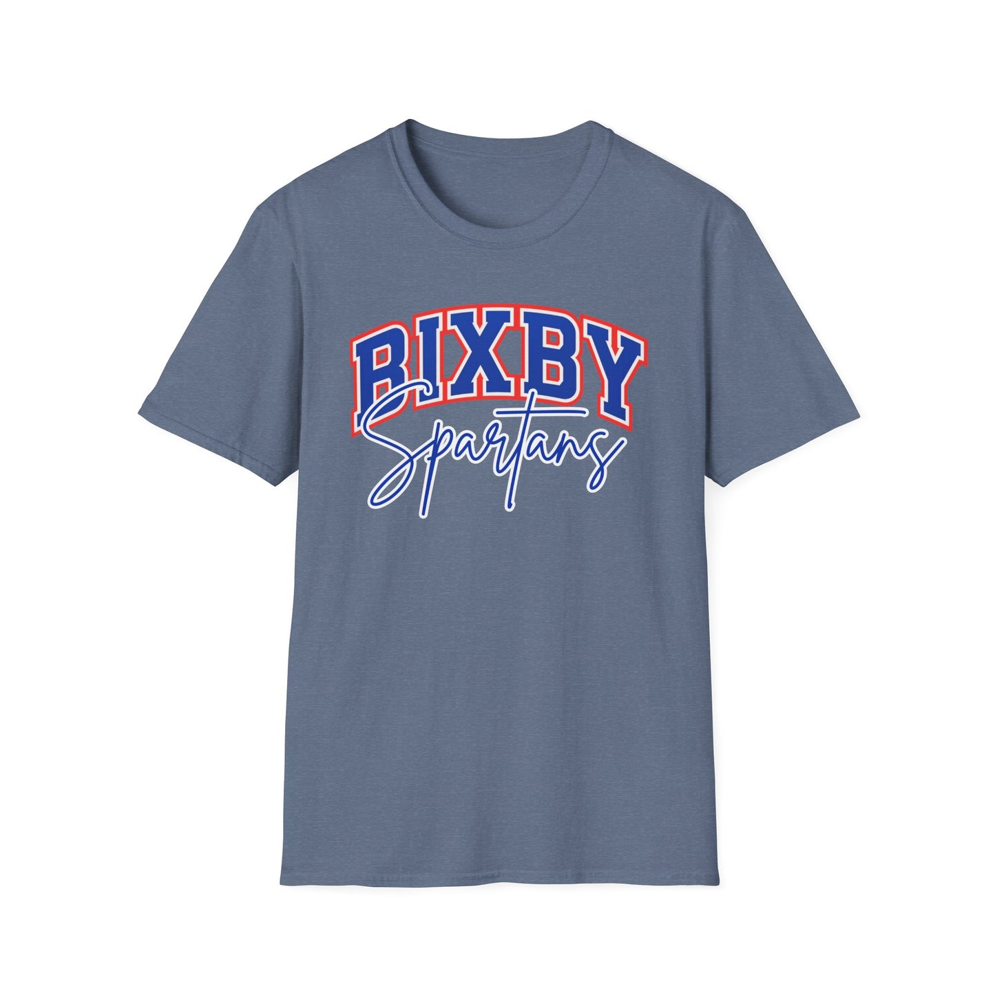 Bixby Spartans Cursive Softstyle Gildan Tee