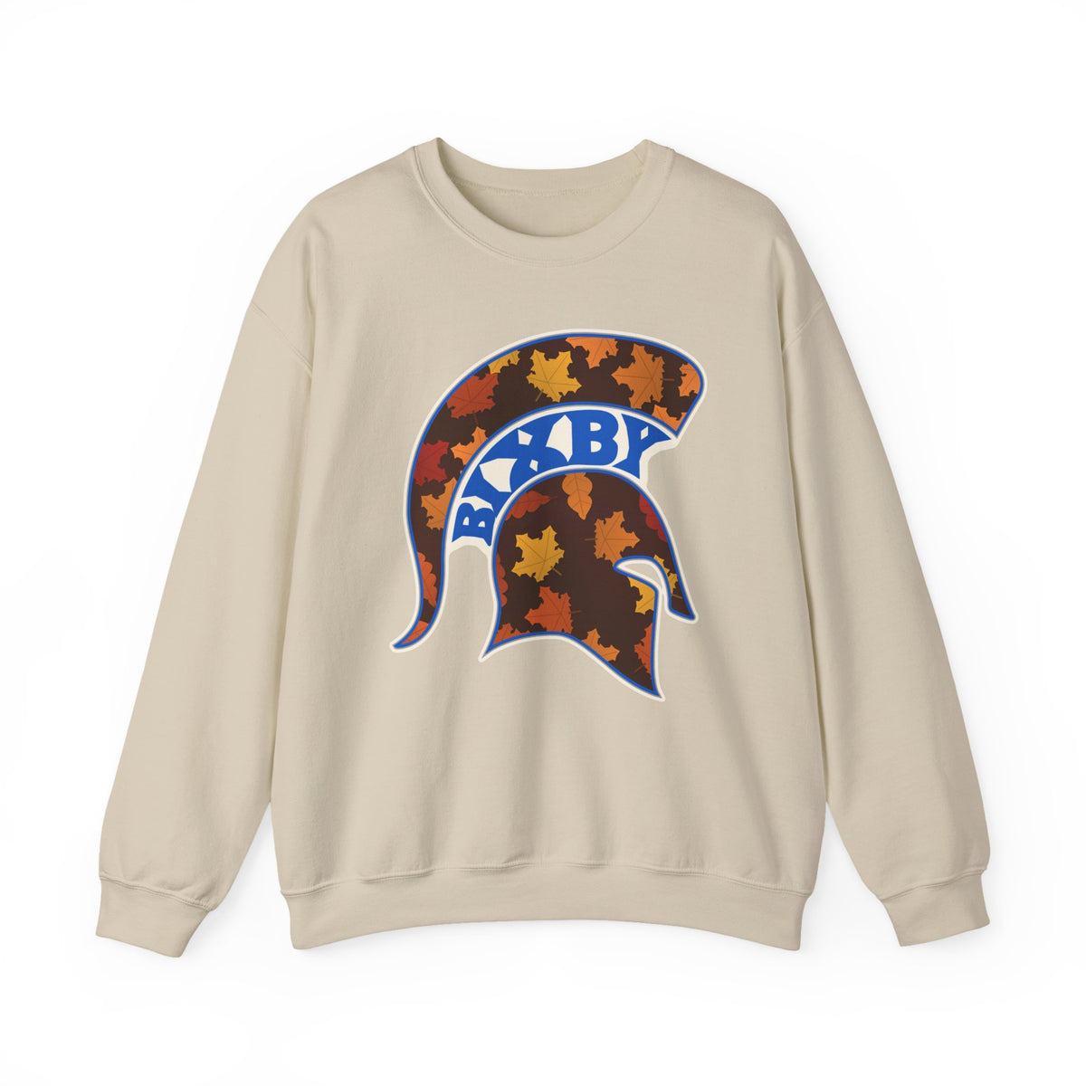 Bixby Spartans Fall Leaves Helmet Sweatshirt – Autumn Game Day Crewneck