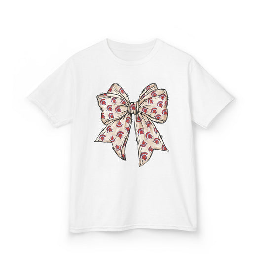 Spartan Helmet Pattered Bow Youth Gildan Tee