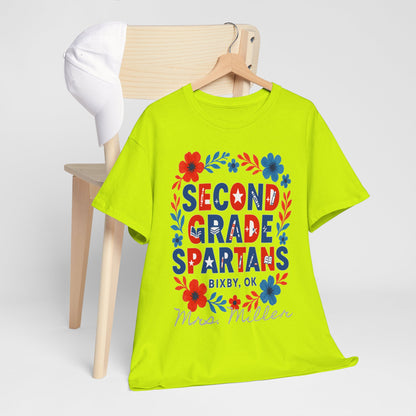 Floral Second Grade Spartan Gildan Tee