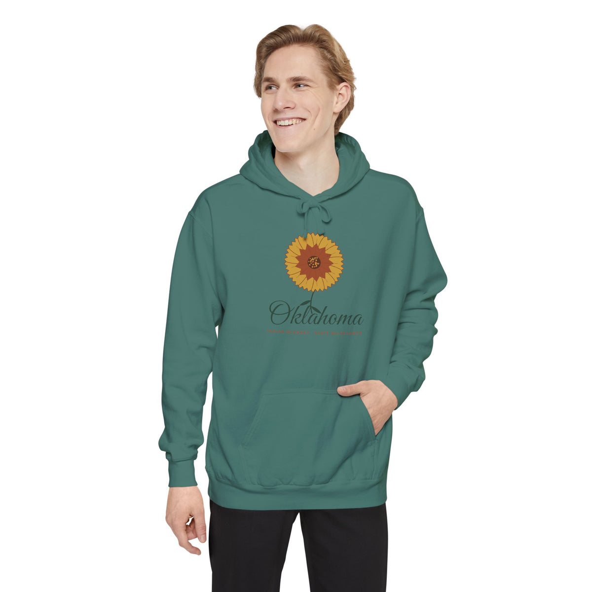 Indian Blanket Garden Script Oklahoma Hoodie | Comfort Colors