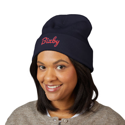 Bixby Spartans Embroidered Cuffed Beanie, Red Script Bixby
