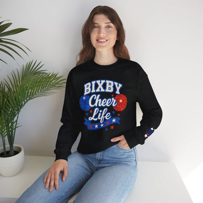Bixby Cheer Life With Sleeve Print Gildan Sweatshirt