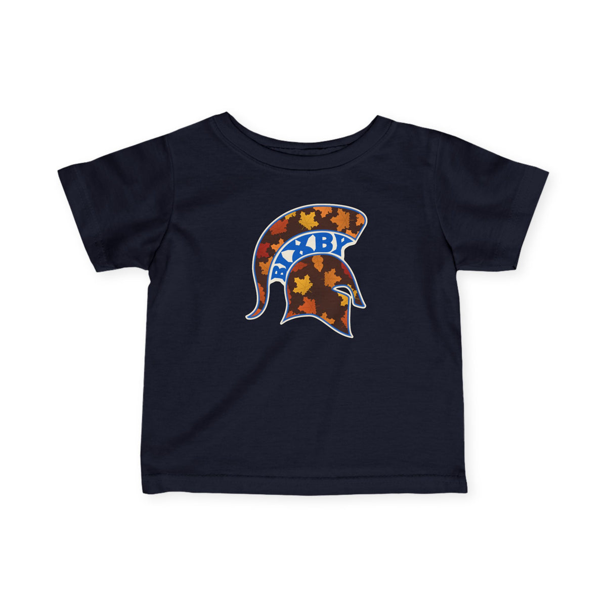 Bixby Spartans Fall Leaves Helmet Infant Tee – Baby Autumn Game Day Shirt