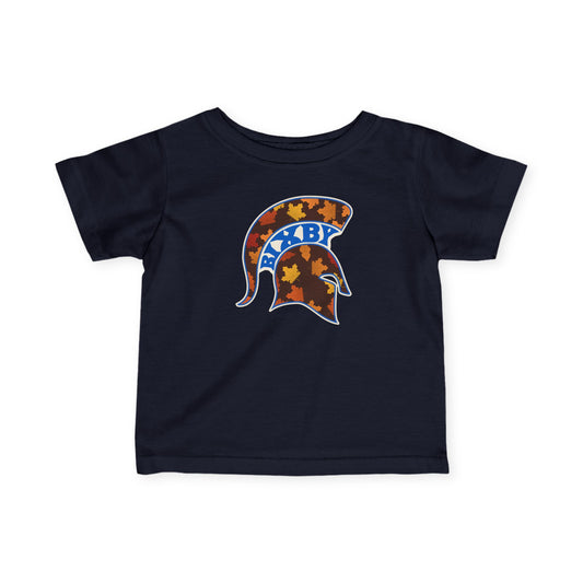 Bixby Spartans Fall Leaves Helmet Infant Tee – Baby Autumn Game Day Shirt