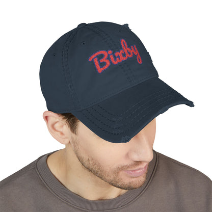 Bixby Spartans Distressed Dad Hat, Embroidered Red Script Bixby
