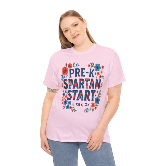 Floral Pre-K Spartan Gildan Tee