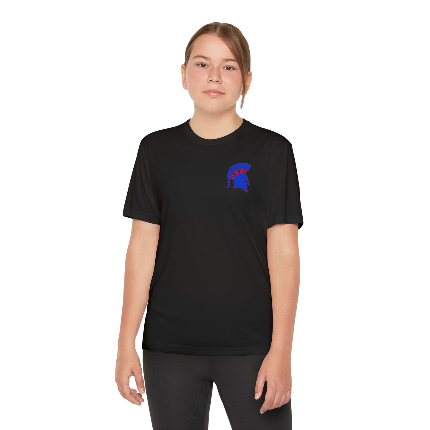 Spartan Blue Logo Youth Sport-Tek Tee
