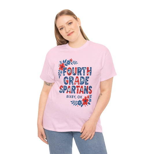 Fourth Grade Floral Teacher Gildan Tee