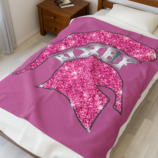 Spartan Pink Bling Logo Velveteen Plush Blanket