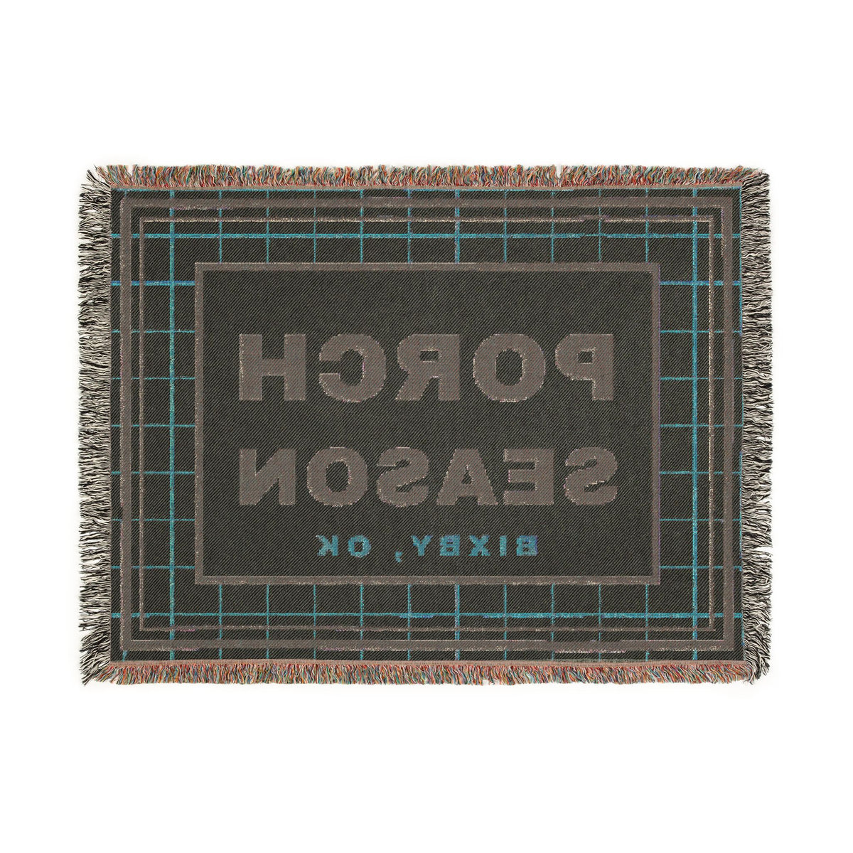 Porch Season Windowpane Woven Throw Blanket