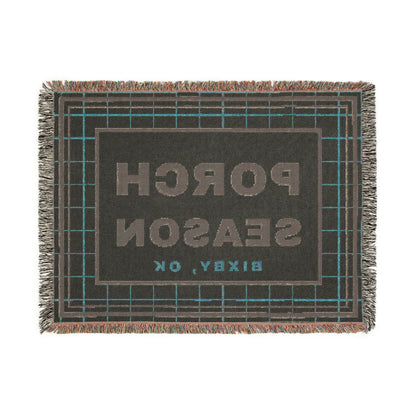 Porch Season Windowpane Woven Throw Blanket