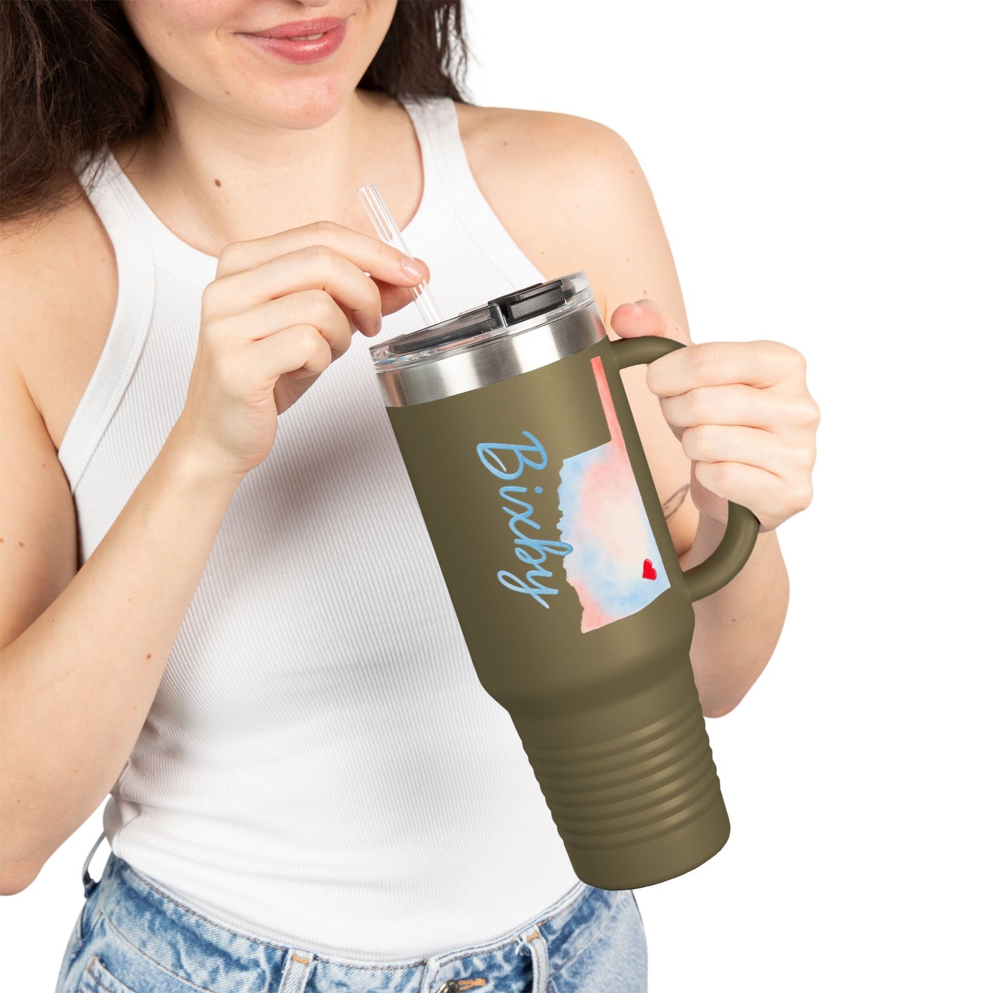 Bixby OK Watercolors 40 Ounce Insulated Travel Mug