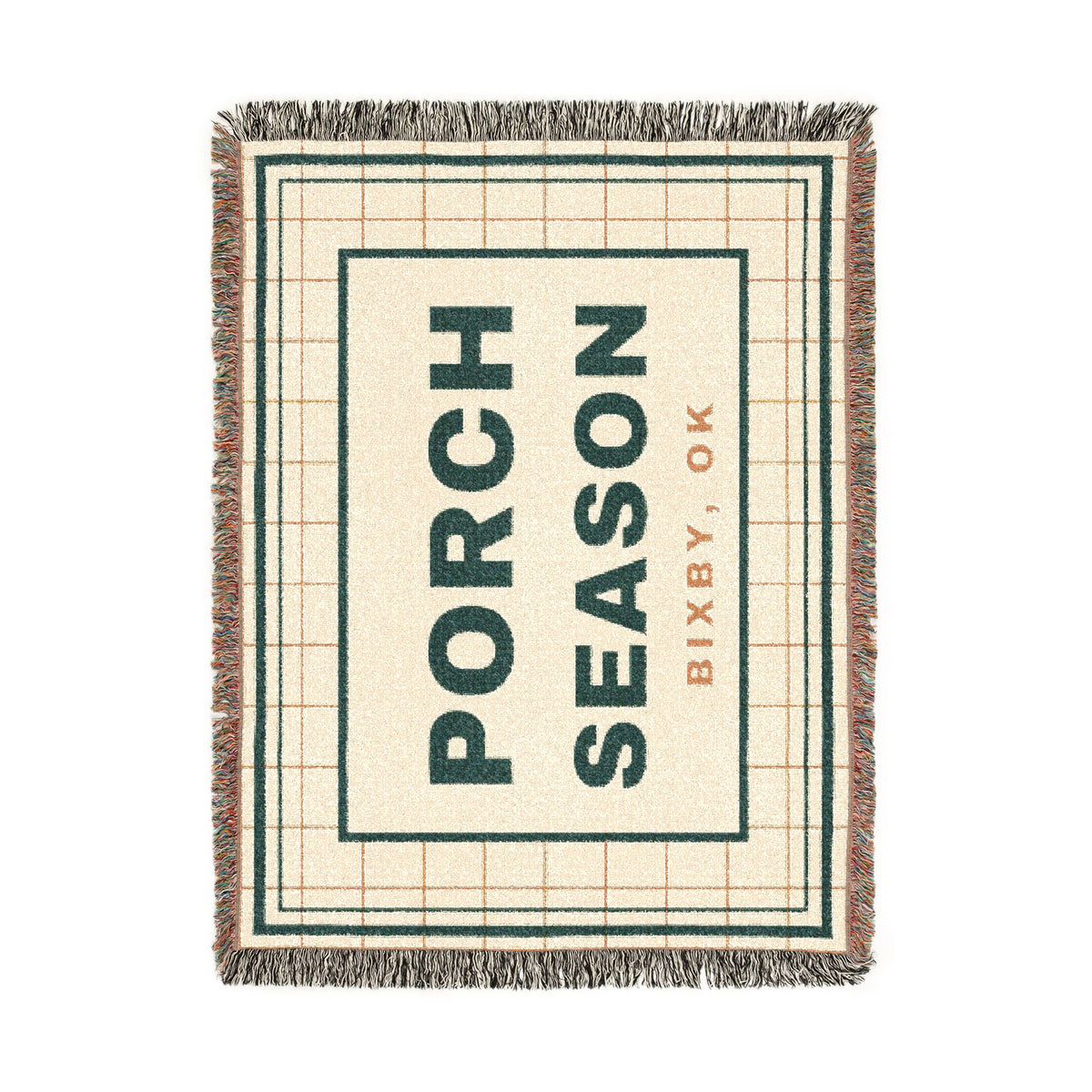 Porch Season Windowpane Woven Throw Blanket