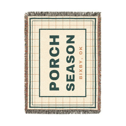 Porch Season Windowpane Woven Throw Blanket