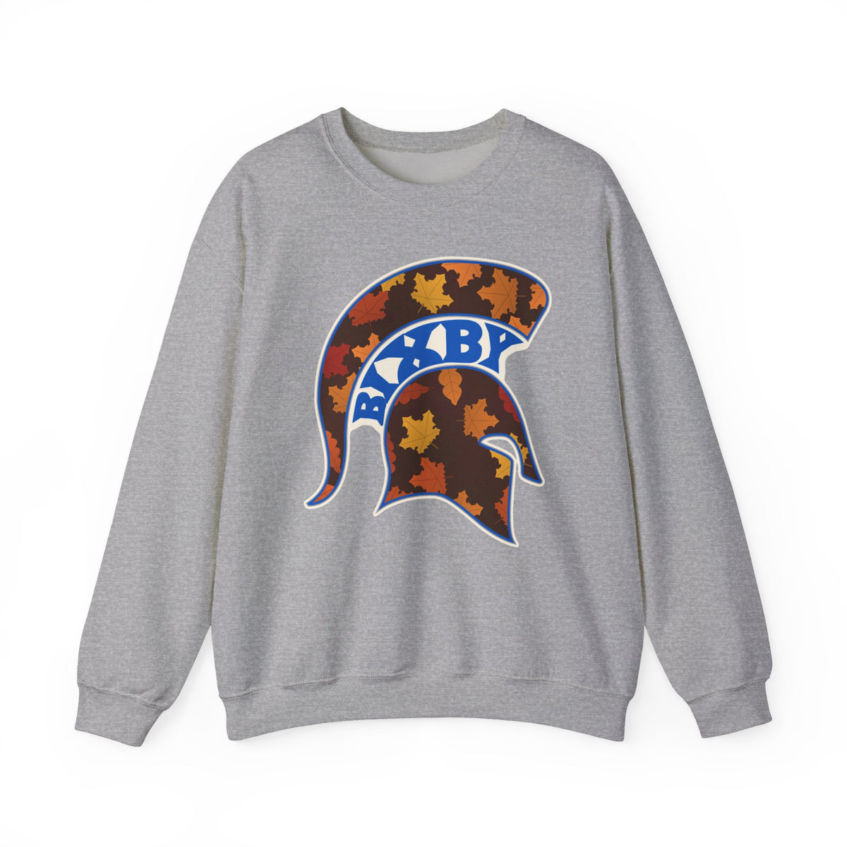 Bixby Spartans Fall Leaves Helmet Sweatshirt – Autumn Game Day Crewneck