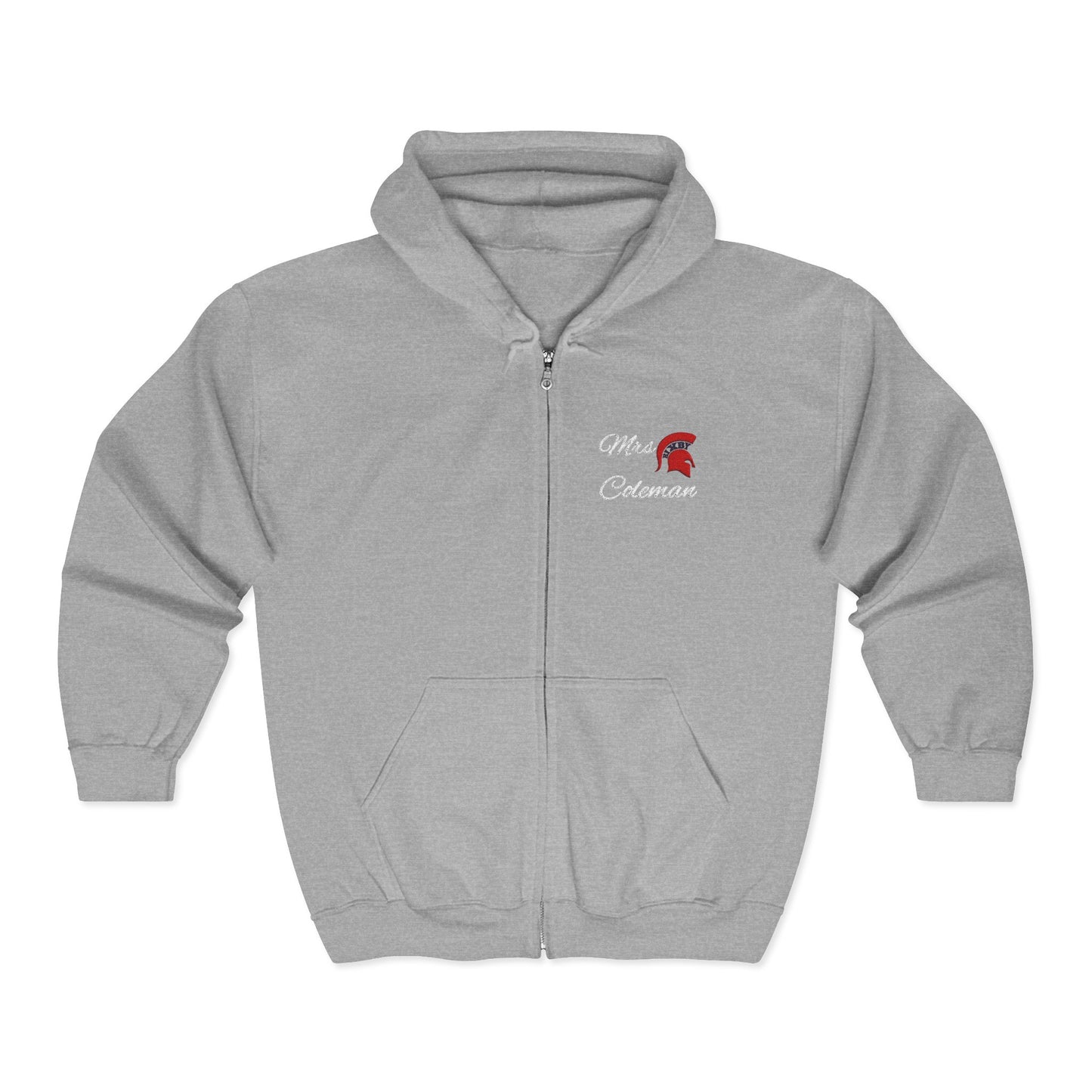 Personalized Spartan Helmet and Name Embroidered Full Zip Gildan Hoodie