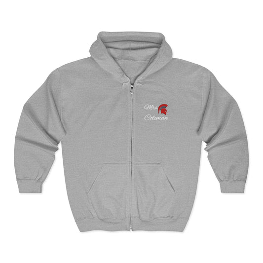Personalized Spartan Helmet and Name Embroidered Full Zip Gildan Hoodie