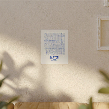 Lawton Street Map Canvas, Royal Blue on Cream