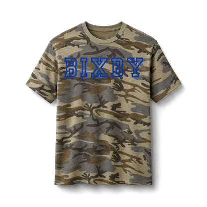 Bixby Spartans Camo With "BIXBY" Varsity Script Tee