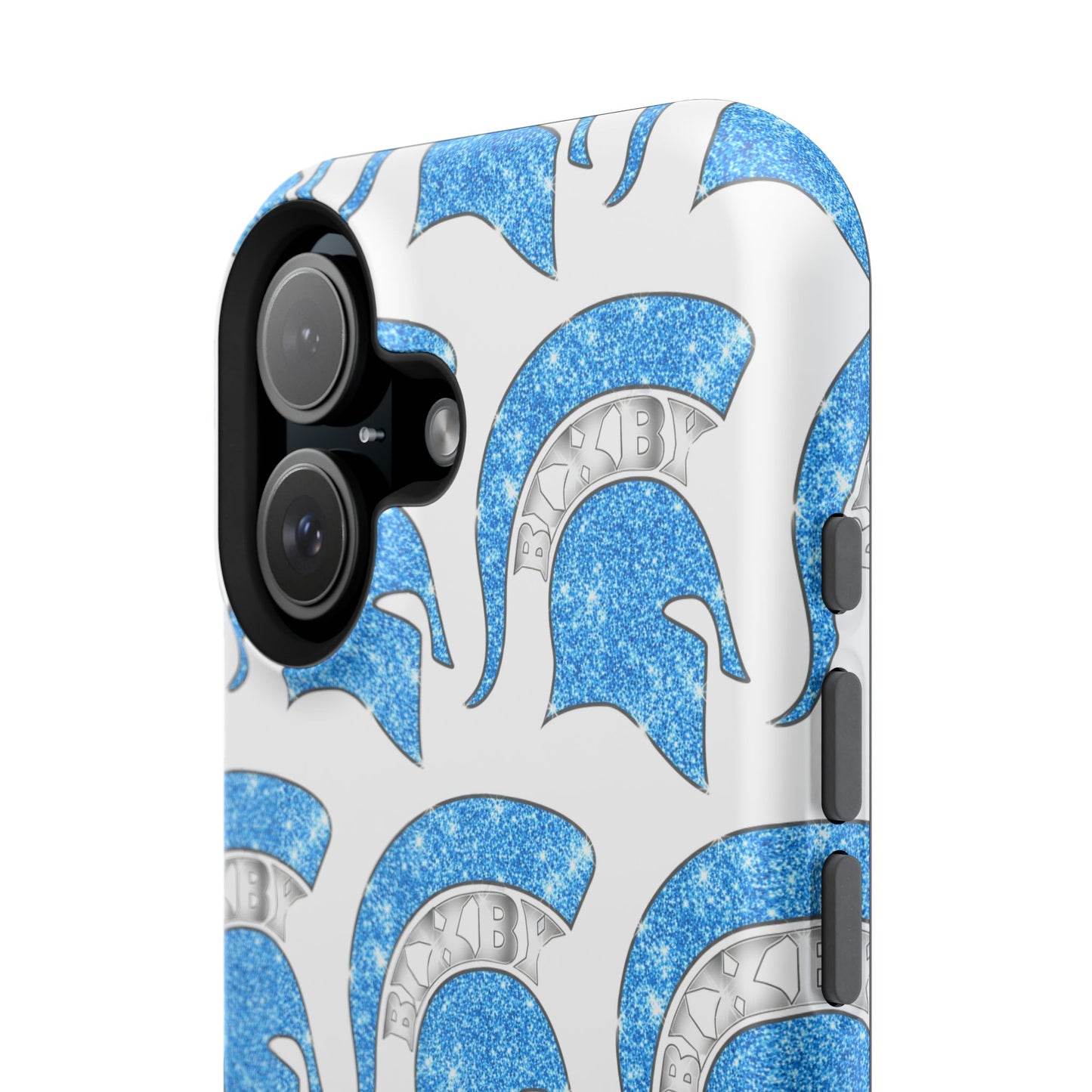 Bixby Spartan Blue Bling Logo Impact Resistant iPhone Case