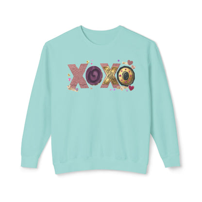 XOXO Candy Heart Graphic Comfort Colors Sweatshirt | Valentine Hearts Love Design