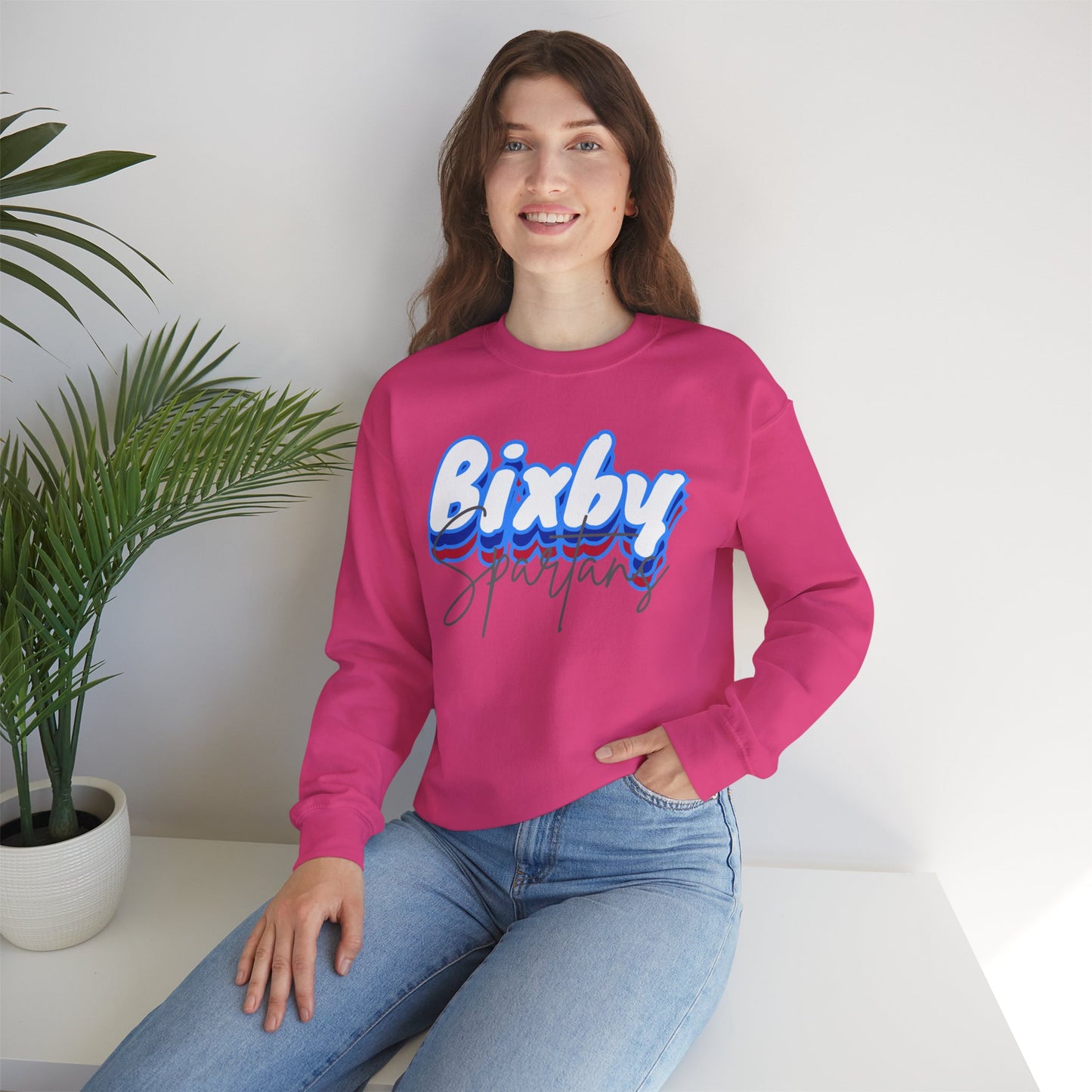 Bixby Spartan Script Logo Gildan Sweatshirt