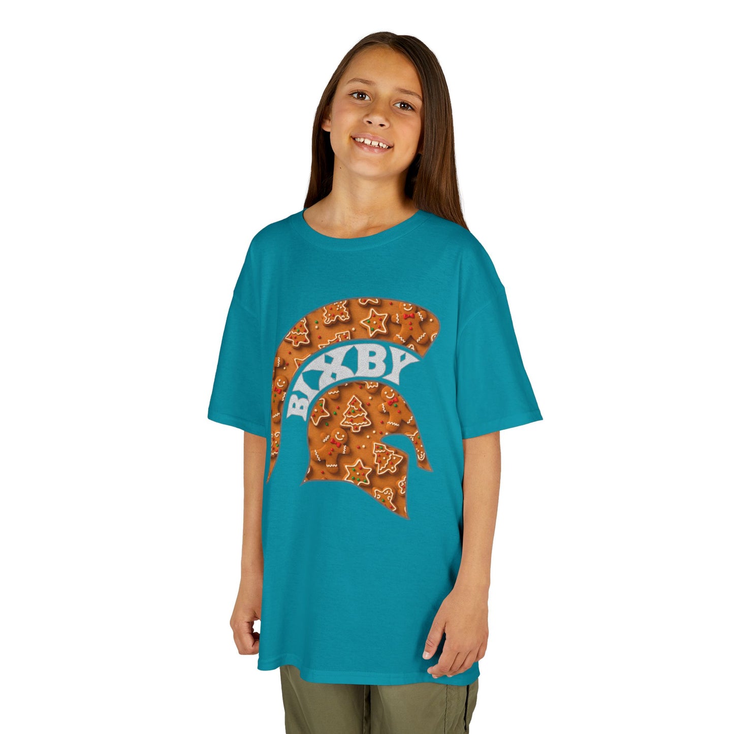 Bixby Spartan Gingerbread Helmet Youth Gildan Tee