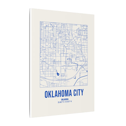Oklahoma City Street Map Canvas, Royal Blue on Cream