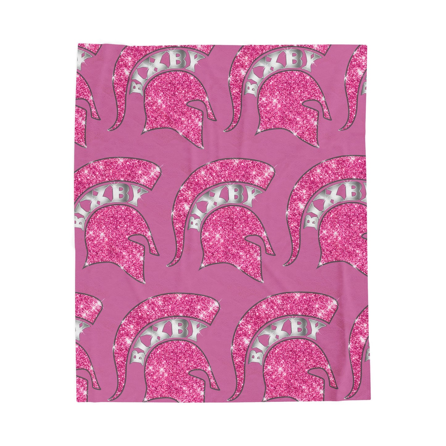 Spartan Pink Bling Logo Velveteen Plush Blanket
