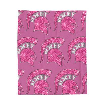Spartan Pink Bling Logo Velveteen Plush Blanket