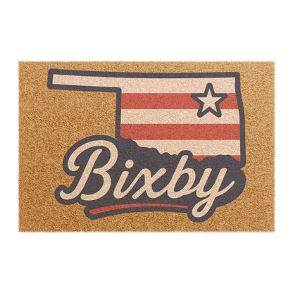 Bixby OK Red White and Blue Spartan Logo Doormat