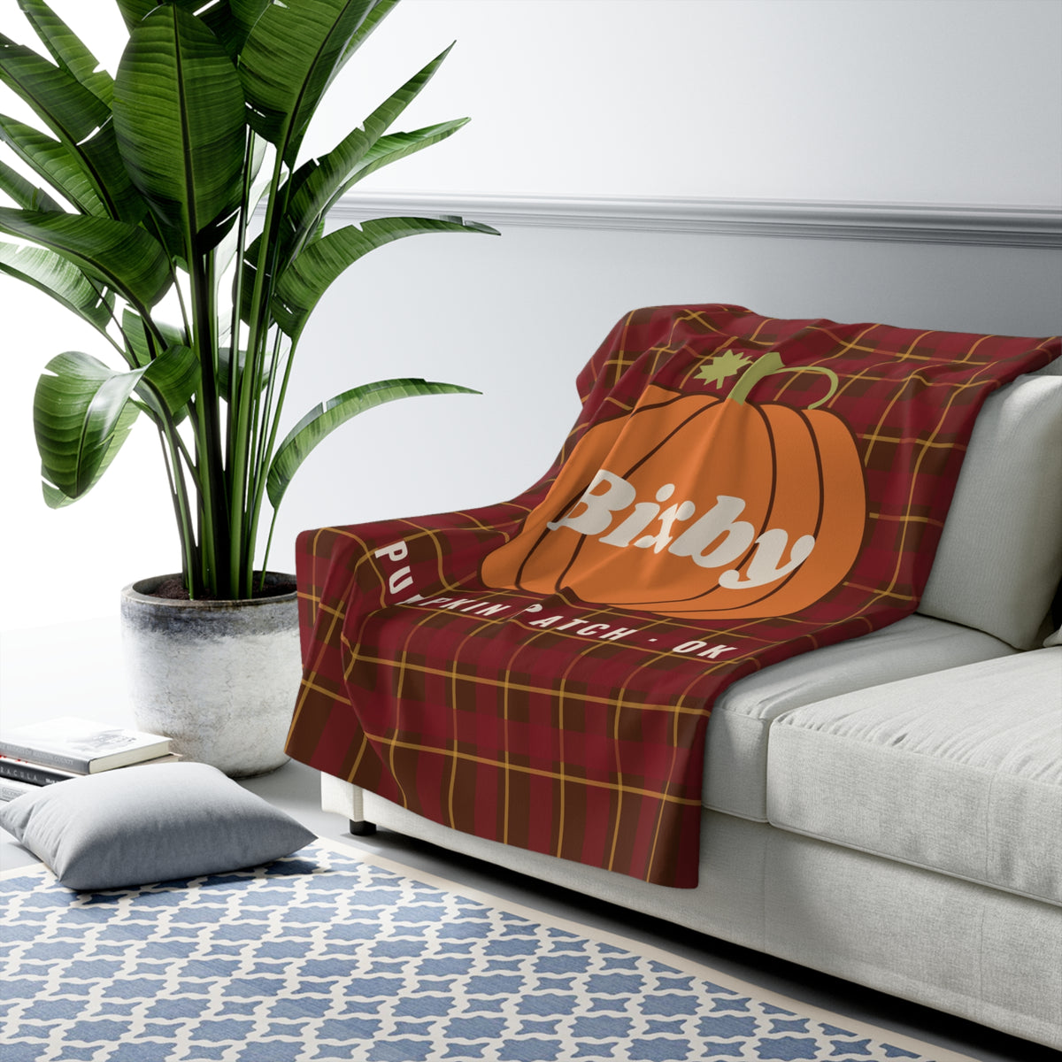 Bixby Pumpkin Patch Plaid Sherpa Blanket