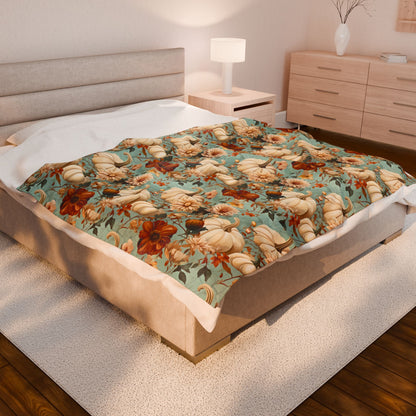 Autumn Floral Velveteen Plush Blanket