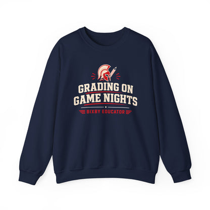 Bixby Spartans Grading On Game Nights - Funny Teacher Game Night Gift Sweatshirt