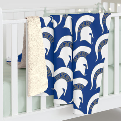 Bixby White Small Pattern Logo Comfy Sherpa Fleece Blanket